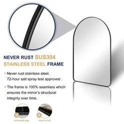 ANDY STAR Black Bathroom Mirror, 24" X 38" Black Arched Mirror For Bathroom In Stainless Steel Metal Frame, Arch Top Rounded Corner 2" Deep Set Design Wall Mount Hangs Vertical -Songmics Furniture Shop 41sVLSTpotL