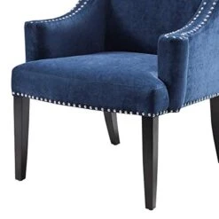 Madison Park Marcel Accent Chairs - Hardwood, Faux Velvet Living Room Chairs - Blue Navy, Classic Elegant Style Living Room Sofa Furniture - 1 Piece Swoop Wing Arm Bedroom Chairs Seats -Songmics Furniture Shop 41sW6RbIK3L