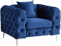 Morden Fort Modern Contemporary Accent Chair With Deep Button Tufting Dutch Velvet, Solid Wood Frame And Iron Legs-Silver Grey -Songmics Furniture Shop 41sWa4xvfLL. AC