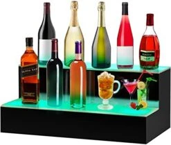 VEVOR LED Lighted Liquor Bottle Display Shelf, 40-inch LED Bar Shelves For Liquor, 2-Step Lighted Liquor Bottle Shelf For Home/Commercial Bar, Acrylic Lighted Bottle Display With Remote & App Control -Songmics Furniture Shop 41sYJiMLbAL. AC