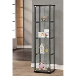 Home Square 2 Piece Glass Curio Cabinet Set With 4 Shelf And 3 Shelf In Black -Songmics Furniture Shop 41sZoew1aiL