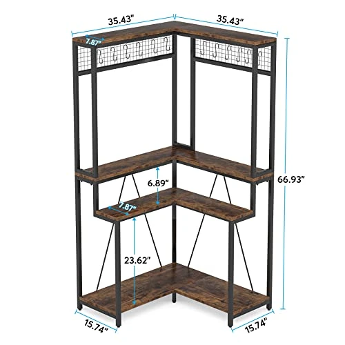 Tribesigns Corner Baker’s Rack For Kitchen, Kitchen Storage Rack With 15 Hanging Hooks, And 8 Shelves, Multipurpose Microwave Stand Spice Organizer, Coffee Bar Station Utility Organization Shelf 7 Tribesigns Corner Baker’s Rack For Kitchen, Kitchen Storage Rack With 15 Hanging Hooks, And 8 Shelves, Multipurpose Microwave Stand Spice Organizer, Coffee Bar Station Utility Organization Shelf - Image 7