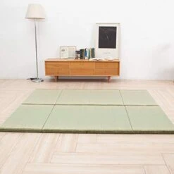 MustMat Tatami Mat Japanese Futon Mattress Traditional Japanese Tatami Bed Rush Grass Folds Easily 35.4"x78.7"x1.2" (2 Piece Set) -Songmics Furniture Shop 41saSwvyVtL