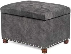 Joveco 24" Ottoman With Storage For Living Room Rectangular Fabric Tufted Bench Footrest - Light Grey -Songmics Furniture Shop 41sfcmsWwxL. AC