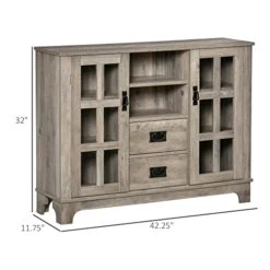HOMCOM Sideboard Buffet Cabinet, Glass Door Kitchen Cabinet, Coffee Bar Cabinet With Storage Drawers & Adjustable Shelves For Living Room, Gray -Songmics Furniture Shop 41shFunAK6L