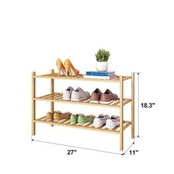 FILWH Bamboo Shoe Rack Stackable Shoe Shelf Storage Organizer For Unit Entryway Hallway And Closet Sturdy Freestanding Shoe Shelf Natural (3 Tier) -Songmics Furniture Shop 41sn64dTXPL