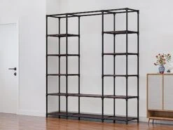 INGIORDAR Portable Closet Wardrobe Organizer Storage With Cover Non-Woben Fabric Portable Wardrobe Closet For Hanging Clothes Racks Shelving 59 Inch For Bedroom, Coffee 10 INGIORDAR Portable Closet Wardrobe Organizer Storage With Cover Non-Woben Fabric Portable Wardrobe Closet For Hanging Clothes Racks Shelving 59 Inch For Bedroom, Coffee -Songmics Furniture Shop 41sqM23iPXL