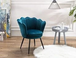 Wahson Velvet Accent Chair For Bedroom With Black Metal Legs,Leisure Armchair For Living Room/Cafe/Lounge (Teal) -Songmics Furniture Shop 41srVJRYo1S