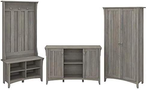 Bush Furniture Salinas Entryway Storage Set With Hall Tree, Shoe Bench And Accent Cabinets In Cape Cod Gray 8 Bush Furniture Salinas Entryway Storage Set With Hall Tree, Shoe Bench And Accent Cabinets In Cape Cod Gray - Image 8