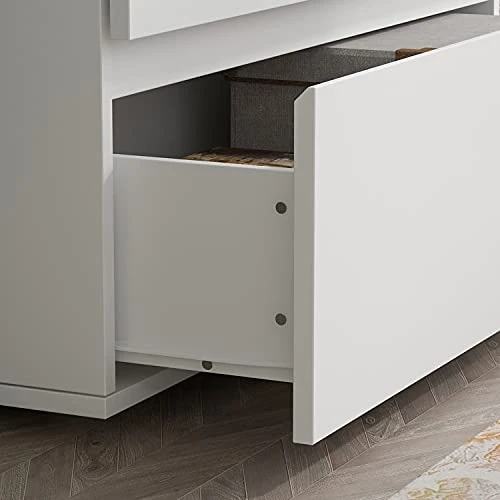 Homsee Modern 3-Drawer Dresser Chest, Wooden Dresser Tower With Wide Storage Space, Dresser Closet For Nursery Living Room Bedroom Hallway (White) 4 Homsee Modern 3-Drawer Dresser Chest, Wooden Dresser Tower With Wide Storage Space, Dresser Closet For Nursery Living Room Bedroom Hallway (White) - Image 4