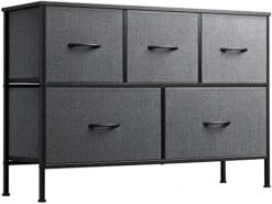 WLIVE Dresser For Bedroom With 5 Drawers, Wide Chest Of Drawers, Fabric Dresser, Storage Organizer Unit With Fabric Bins For Closet, Living Room, Hallway, Nursery, Dark Grey 28 WLIVE Dresser For Bedroom With 5 Drawers, Wide Chest Of Drawers, Fabric Dresser, Storage Organizer Unit With Fabric Bins For Closet, Living Room, Hallway, Nursery, Dark Grey -Songmics Furniture Shop 41szO2VsetL. AC