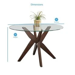 Steve Silver Amalie 48" Round Glass Top Walnut Base Dining Table -Songmics Furniture Shop 41t4iEPqVVL