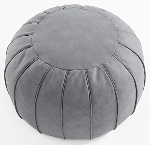 C COMFORTLAND Unstuffed Faux Leather Ottoman Pouf, Round Foot Rest Poof Ottomans, Floor Foot Stool Poufs, Bean Bag Chair Cover With Storage For Living Room, Bedroom, Or Wedding Gifts Orange 5 C COMFORTLAND Unstuffed Faux Leather Ottoman Pouf, Round Foot Rest Poof Ottomans, Floor Foot Stool Poufs, Bean Bag Chair Cover With Storage For Living Room, Bedroom, Or Wedding Gifts Orange - Image 5