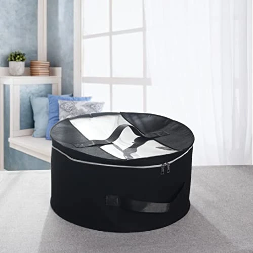 TreeHouse London (19"D X 11.5'' H) Travel Hat Storage Box With Metal Frame - XL Luxury Travel Hat Boxes For Men & Women - Collapsible Hat Organizer - Stuffed Animal Toy Storage Bin Bag - Dust Dirt Proof Cover 3 TreeHouse London (19"D X 11.5'' H) Travel Hat Storage Box With Metal Frame - XL Luxury Travel Hat Boxes For Men & Women - Collapsible Hat Organizer - Stuffed Animal Toy Storage Bin Bag - Dust Dirt Proof Cover - Image 3