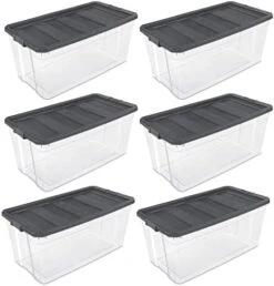 Sterilite 160 Quart Latching Stackable Bedroom Closet Playroom Wheeled Storage Box Container Bin With Gray Lid And Clear Sides, 2 Pack -Songmics Furniture Shop 41t9QdNYv6L. AC