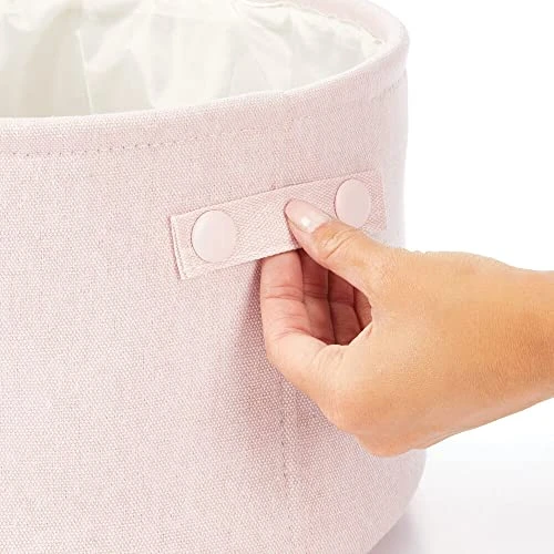 MDesign Soft Cotton Fabric Bathroom Storage Bin With Handles - Organizer For Towels, Toilet Paper - For Closets, Cabinets, Shelves - Textured Weave - 2 Pack - Light Pink 3 MDesign Soft Cotton Fabric Bathroom Storage Bin With Handles - Organizer For Towels, Toilet Paper - For Closets, Cabinets, Shelves - Textured Weave - 2 Pack - Light Pink - Image 3