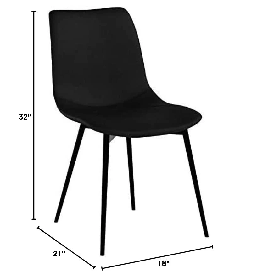 Armen Living Monte Dining Chair In Black Faux Leather And Black Powder Coat Finish,LCMOCHBLACK, Black 3 Armen Living Monte Dining Chair In Black Faux Leather And Black Powder Coat Finish,LCMOCHBLACK, Black - Image 3