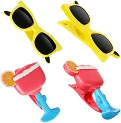 4 Pieces Beach Towel Windproof Clips For Beach Chairs Patio And Pool Accessories Cartoon Glasses Cocktail Glasses Towel Clips Funny Decorative Clothespins For Home -Songmics Furniture Shop 41tCAOflqhL. AC