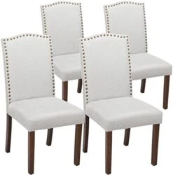 OLIXIS Dining Chairs Set Of 4, Living Room Chairs, Dining Room Chairs, Upholstered Fabric Dining Chairs, Parsons Chairs With Nailhead Trim And Wood Legs, Modern Armless Kitchen Side Chair, Dark Brown -Songmics Furniture Shop 41tCvVTlzAL. AC