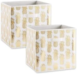 DII Non Woven Polyester Storage Bin, Metallic Pineapple, White & Gold, Small Set Of 4 -Songmics Furniture Shop 41tHi9EQXTL. AC