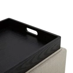 CHITA Storage Ottoman Cube With Tray,Footrest Stool Seat Serve As Side Table, Fabric In Flax -Songmics Furniture Shop 41tJdTEJn4L