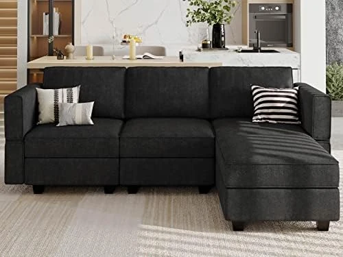 Belffin Modular Sectional Couch U-Shape Modulars Reversible Sectional Sofa Convertible Chaise Sofa With Storage Grey 6 Belffin Modular Sectional Couch U-Shape Modulars Reversible Sectional Sofa Convertible Chaise Sofa With Storage Grey - Image 6