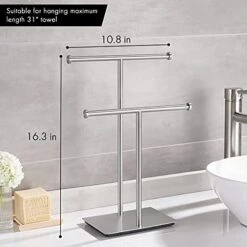 KES Hand Towel Stand For Bathroom Countertop Double-T Towel Holder Towel Rack With Square Base SUS304 Stainless Steel Brushed Finish, BTH209B-2 9 KES Hand Towel Stand For Bathroom Countertop Double-T Towel Holder Towel Rack With Square Base SUS304 Stainless Steel Brushed Finish, BTH209B-2 -Songmics Furniture Shop 41tLlDBOLES