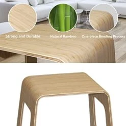 Briteman 2 Pack Bamboo Stackable Dining Bench, Simple Creative Square-Hole Bamboo Stools One-Piece Bending Process For Office Kitchen Bathroom Bedroom, Installation-Free (2) -Songmics Furniture Shop 41tMurlcQPL