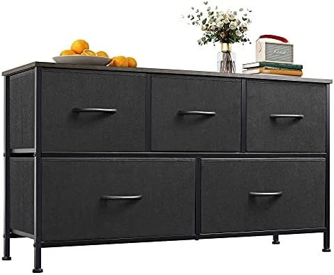 WLIVE Dresser For Bedroom With 5 Drawers, Wide Chest Of Drawers, Fabric Dresser, Storage Organizer Unit With Fabric Bins For Closet, Living Room, Hallway, Nursery, Dark Grey 15 WLIVE Dresser For Bedroom With 5 Drawers, Wide Chest Of Drawers, Fabric Dresser, Storage Organizer Unit With Fabric Bins For Closet, Living Room, Hallway, Nursery, Dark Grey - Image 15