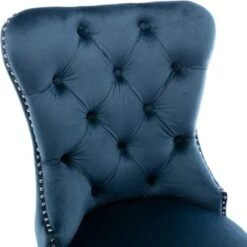 HNY Velvet Upholstered Dining Chairs, Set Of 6 Dining Room Tufted Chair, Modern Button Tufted Armless Chairs With Nailhead Trim And Back Ring Pull(Navy Blue) -Songmics Furniture Shop 41tPC0BLdXL