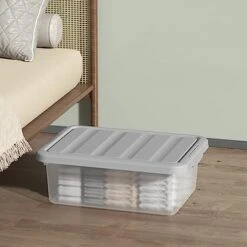 Tyminin Plastic Storage Bin With Handles/Lids, 14 L Latch Box, 2 Packs -Songmics Furniture Shop 41tPGSHNvIL