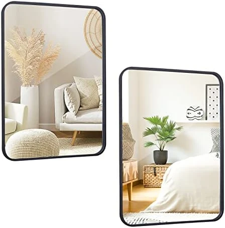 ZenStyle Black Metal Framed Rectangular Wall Mirror 22" X 30" Bathroom Mirror With Peaked Trim For Entryways, Bathrooms, Living Rooms 9 ZenStyle Black Metal Framed Rectangular Wall Mirror 22" X 30" Bathroom Mirror With Peaked Trim For Entryways, Bathrooms, Living Rooms - Image 9