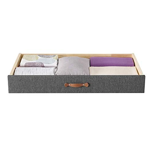 MUSEHOMEINC Upholstered Solid Wood Under Bed Storage Drawer With 4-Wheels For Bedroom/Leather Handle,Wooden Underbed Storage Organizer,Suggested For Twin And Full Size Platform Bed 3 MUSEHOMEINC Upholstered Solid Wood Under Bed Storage Drawer With 4-Wheels For Bedroom/Leather Handle,Wooden Underbed Storage Organizer,Suggested For Twin And Full Size Platform Bed - Image 3