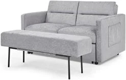 2-in-1 Sleeper Sofa Bed, Loveseat Chair Bed With Pull Out Bed And Extra Bench, Adjustable Back And Two Arm Pockets For Small Living Room, Bedroom, Balcony, Apartment (Gray, Loveseat) -Songmics Furniture Shop 41tZaQjHGTL. AC