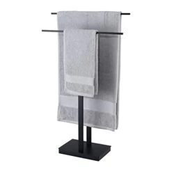 KES Standing Towel Rack For Bathroom Floor, Freestanding Towel Rack 2-Tier For Bathroom, Free Standing Towel Rack Stand SUS304 Stainless Steel Matte Black, BTH221-BK