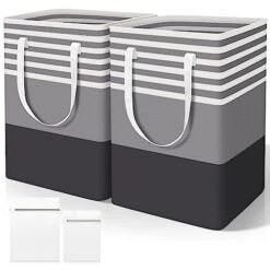 Soocoro Laundry Basket 2-Pack, Laundry Hamper, Collapsible Laundry Baskets, Dirty Clothes Hamper With 2 Laundry Bags. Hampers For Laundry Suit For College Dorm, Family, Laundry Room Etc, 75L