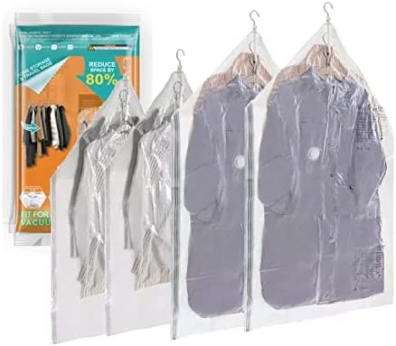 4 Hanging Vacuum Storage Bag Transparent Vacuum Sealed Storage Bag For Suits Dress Jackets Coat Space Saver Bags 2 Longer 2 Short Clothes Protector Closet 7 4 Hanging Vacuum Storage Bag Transparent Vacuum Sealed Storage Bag For Suits Dress Jackets Coat Space Saver Bags 2 Longer 2 Short Clothes Protector Closet - Image 7
