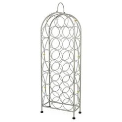 Oenophilia Bordeaux Chateau Freestanding Floor Wine Rack- 23 Bottle Standing Metal Storage, Rustic, Farmhouse Decor, Industrial