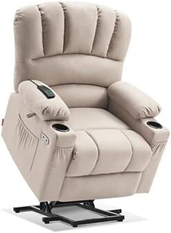 MCombo Electric Power Lift Recliner Chair Sofa With Massage And Heat For Elderly, Extended Footrest, Hand Remote Control, Cup Holders, USB Ports, 2 Side Pockets, Fabric 7095 -Songmics Furniture Shop 41tq2FFVIWL. AC