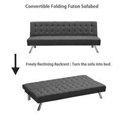 Majnesvon Modern Fabric Sofa Bed Futon With Chrome Legs Convertible Folding Sofa Bed For Compact Living Spaces,Apartments Office Dorms Grey 11 Majnesvon Modern Fabric Sofa Bed Futon With Chrome Legs Convertible Folding Sofa Bed For Compact Living Spaces,Apartments Office Dorms Grey -Songmics Furniture Shop 41tqiG7mEyL