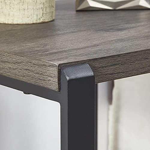 EXCEFUR End Table With Storage Shelf,Vintage Side Table For Living Room,Rustic Wood And Metal Nightstand For Bedroom,Grey 4 EXCEFUR End Table With Storage Shelf,Vintage Side Table For Living Room,Rustic Wood And Metal Nightstand For Bedroom,Grey - Image 4