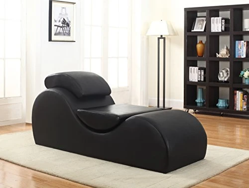 US Pride Furniture Yoga Modern Faux Leather Curved Lounge Chaise For Stretching & Relaxation, Ideal For Bedroom, Living, Meditation Room Or Office, Regular, Black 2 US Pride Furniture Yoga Modern Faux Leather Curved Lounge Chaise For Stretching & Relaxation, Ideal For Bedroom, Living, Meditation Room Or Office, Regular, Black - Image 2
