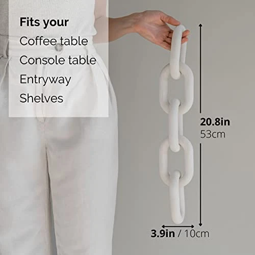 Peakoly Wood Chain Link Decor - Rustic White Washed Decorative Chain, Coffee Table Decor, Book Shelf Decor Accents, Made From Pine Wood, Bookshelf Decor,Boho, Country Or Modern Home Décor For Shelves 3 Peakoly Wood Chain Link Decor - Rustic White Washed Decorative Chain, Coffee Table Decor, Book Shelf Decor Accents, Made From Pine Wood, Bookshelf Decor,Boho, Country Or Modern Home Décor For Shelves - Image 3