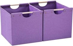 HOONEX Large Foldable Storage Bins, Linen Fabric, 2 Pack, With Wooden Carry Handles And Sturdy Heavy Cardboard, For Home, Office, Car, Nursery, Light Grey -Songmics Furniture Shop 41u2Kar6 SL. AC