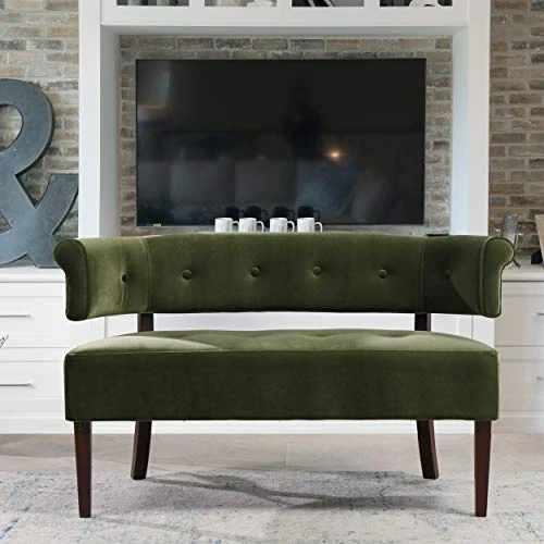 Jennifer Taylor Home Celia Love Seats, Olive Green Performance Velvet 1 Jennifer Taylor Home Celia Love Seats, Olive Green Performance Velvet