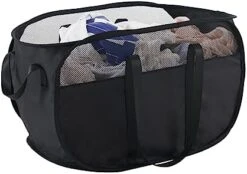 TECHMILLY Collapsible Laundry Basket, Foldable Pop Up Hamper With Reinforced Carry Handles For Laundry, Bathroom, Dorm Or Travel (Grey) -Songmics Furniture Shop 41u9tVPRwvL. AC