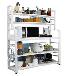 Microwave Oven Rack Kitchen Storage Rack, Floor Mounted, Multi-layer Storage Rack, Microwave Oven, Oven, Dishes, Storage Cabinet, Operating Console, Extra Value Kitchen Storage Rack ( Color : Brass ,