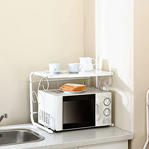 Microwave Oven Rack 2 Tier Extendable Microwave Oven Rack Heavy Duty Microwave Stand Shelf Free Standing Kitchen Countertop Organiser Rack White Kitchen Storage Rack 3 Microwave Oven Rack 2 Tier Extendable Microwave Oven Rack Heavy Duty Microwave Stand Shelf Free Standing Kitchen Countertop Organiser Rack White Kitchen Storage Rack - Image 3