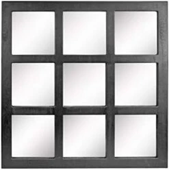 Stonebriar Square Rustic 9 Panel Window Pane Wall Mirror With Black Painted Wood Finish And Attached Mounting Brackets, 23.5" X 23.5" -Songmics Furniture Shop 41uJCzTeVmL. AC