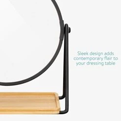 Navaris Vanity Mirror With Tray - Double-Sided Table Top Makeup Mirror With 1x/2x Magnification And Bamboo Base - For Bathroom, Bedroom, Desk - Black -Songmics Furniture Shop 41uQREj5EyL